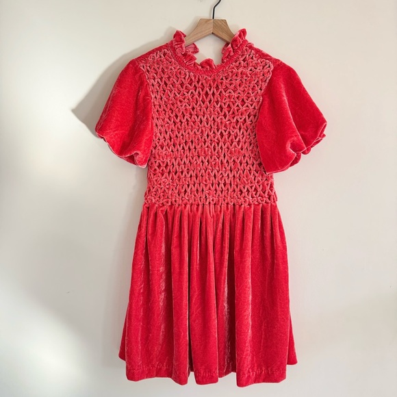 Free People‎ Gum Drop Velvet Mini Dress Tangerine XS - Picture 2 of 7